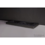 Forzalaqua Napoli lavabo 160x60x9cm Rectangulaire 0 trous de robinet 2 lavabos Pierre naturelle Granit adouci SW67843